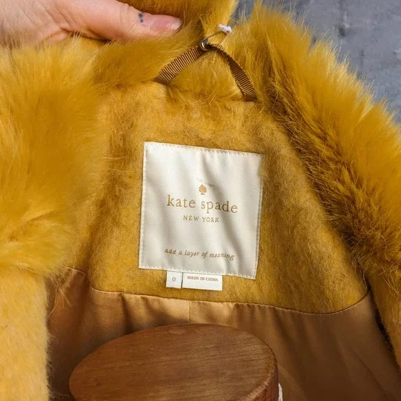 Retro 70s style Groovy Yellow Wool Yellow Penny Lane Jacket Shag Trench Coat - Picture 8 of 9